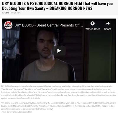 DRY BLOOD IS A PSYCHOLOGICAL HORROR FILM That will have you Doubting Your Own Sanity – BREAKING HORROR NEWS